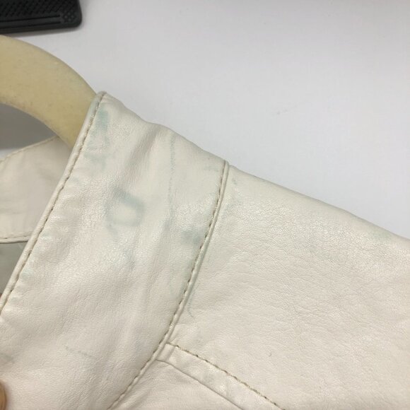 G By Guess Ivory Pleather Faux Leather Vegan Moto Jacket size L - Picture 10 of 16
